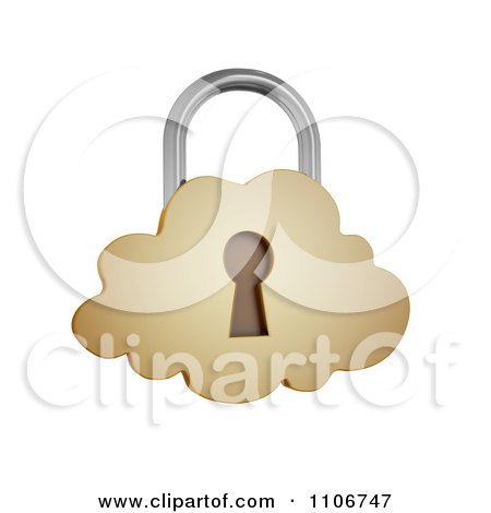 Clipart 3d Gold Cloud Padlock - Royalty Free CGI Illustration by Mopic