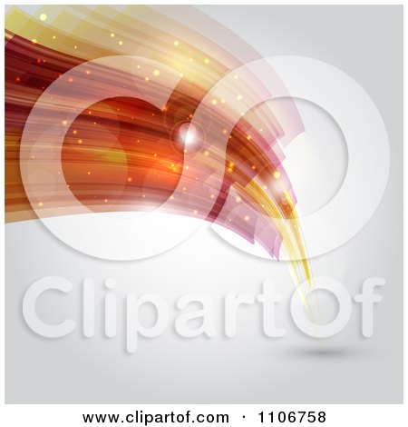 Clipart Orange Waves With Flares And Sparkles On Gray - Royalty Free Vector Illustration by KJ Pargeter