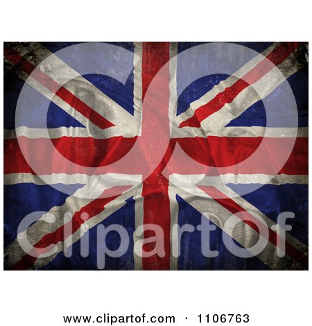 Clipart Grungy Creased 3d Union Jack Flag - Royalty Free CGI Illustration by KJ Pargeter