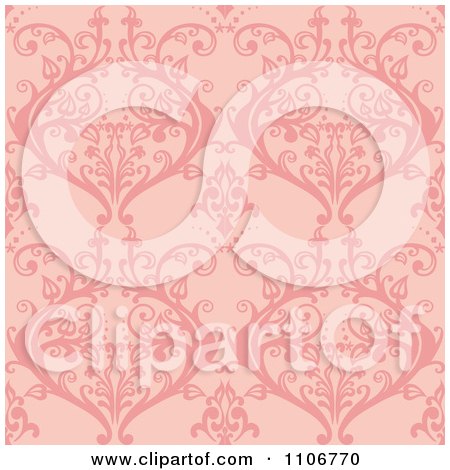 Clipart Seamless Pink Damask Background Pattern - Royalty Free Vector Illustration by Amanda Kate