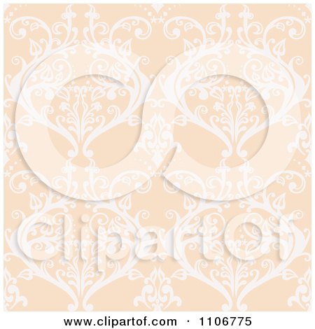 Clipart Seamless Lacy Orange Damask Background Pattern - Royalty Free Vector Illustration by Amanda Kate