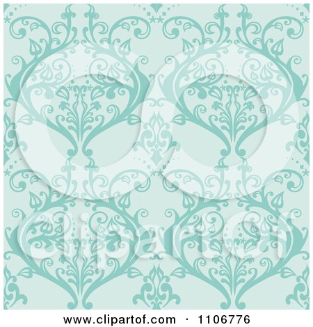 Clipart Seamless Lacy Turquoise Damask Background Pattern - Royalty Free Vector Illustration by Amanda Kate