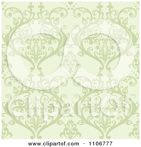 Clipart Seamless Lacy Green Damask Background Pattern - Royalty Free Vector Illustration by Amanda Kate