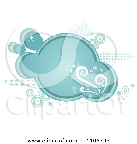 Clipart Retro Blue Bubble And Circle Frame - Royalty Free Vector Illustration by Amanda Kate
