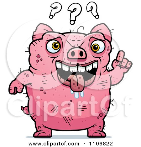 Clipart Confused Ugly Pig - Royalty Free Vector Illustration by Cory Thoman