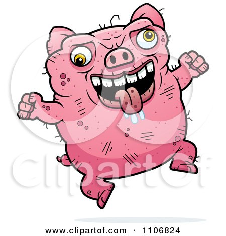 Clipart Jumping Ugly Pig - Royalty Free Vector Illustration by Cory Thoman