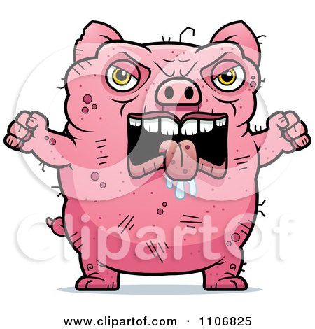Clipart Angry Ugly Pig - Royalty Free Vector Illustration by Cory Thoman
