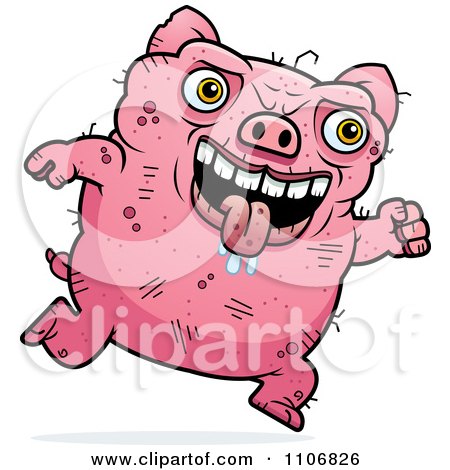 Clipart Running Ugly Pig - Royalty Free Vector Illustration by Cory Thoman