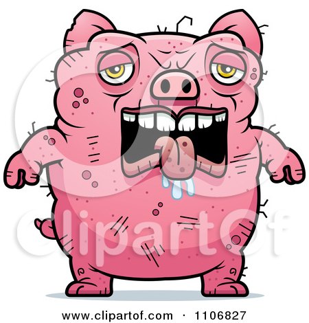 Clipart Depressed Ugly Pig - Royalty Free Vector Illustration by Cory Thoman