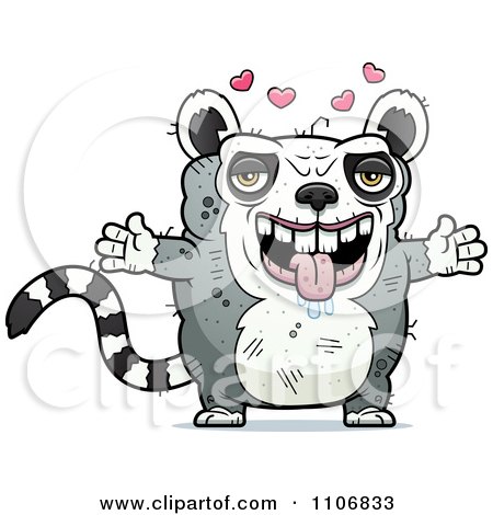 Clipart Amorous Ugly Lemur - Royalty Free Vector Illustration by Cory Thoman