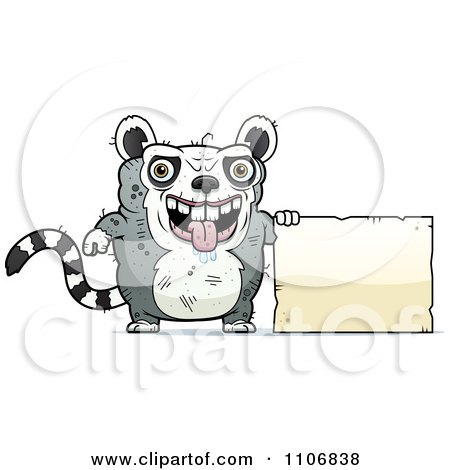 Clipart Ugly Lemur With A Sign - Royalty Free Vector Illustration by Cory Thoman