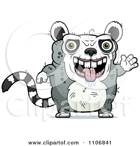 Clipart Waving Ugly Lemur - Royalty Free Vector Illustration by Cory Thoman