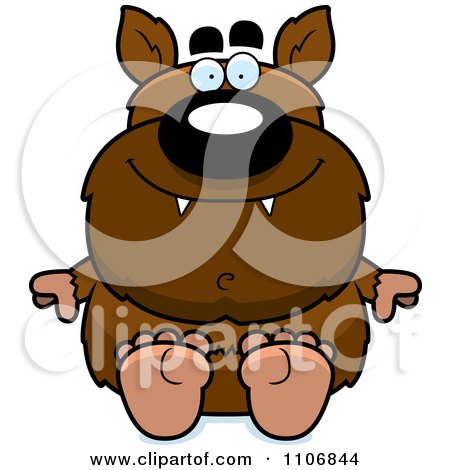 Clipart Sitting Pudgy Werewolf - Royalty Free Vector Illustration by Cory Thoman