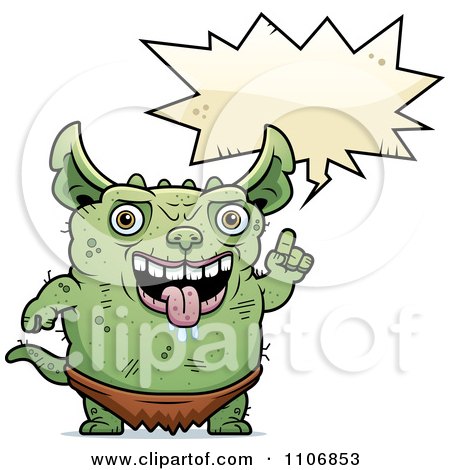 Clipart Talking Pudgy Green Gremlin - Royalty Free Vector Illustration by Cory Thoman