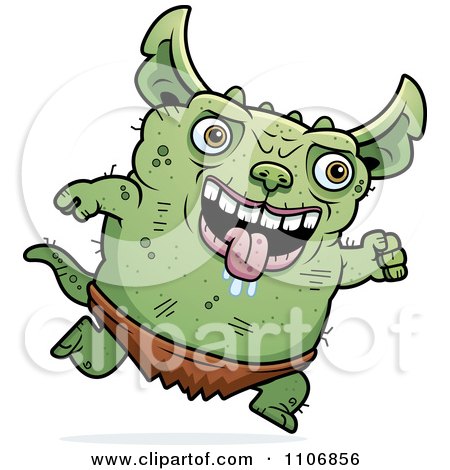 Clipart Running Pudgy Green Gremlin - Royalty Free Vector Illustration by Cory Thoman