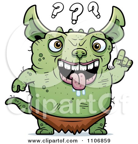 Clipart Confused Pudgy Green Gremlin - Royalty Free Vector Illustration by Cory Thoman