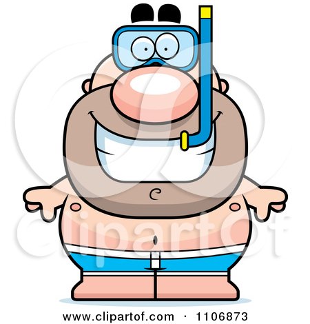 Clipart Pudgy Male Swimmer With Snorkel Gear - Royalty Free Vector Illustration by Cory Thoman