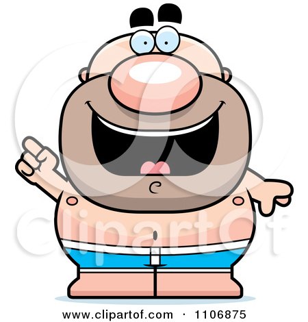 Clipart Pudgy Male Swimmer With An Idea - Royalty Free Vector Illustration by Cory Thoman