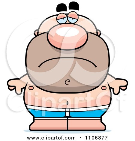 Clipart Depressed Pudgy Male Swimmer - Royalty Free Vector Illustration by Cory Thoman