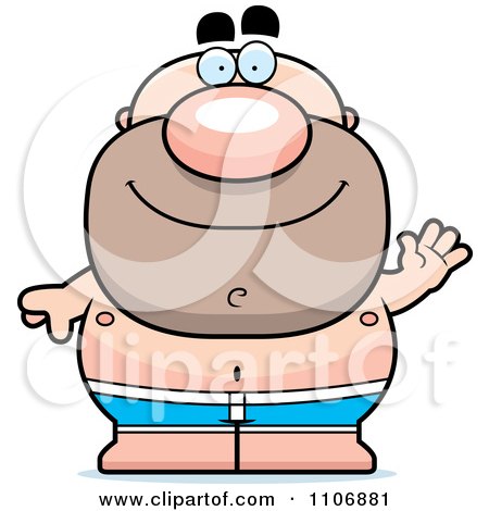 Clipart Waving Pudgy Male Swimmer - Royalty Free Vector Illustration by Cory Thoman