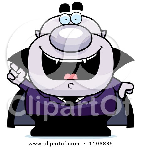 Clipart Pudgy Purple Vampire With An Idea - Royalty Free Vector Illustration by Cory Thoman