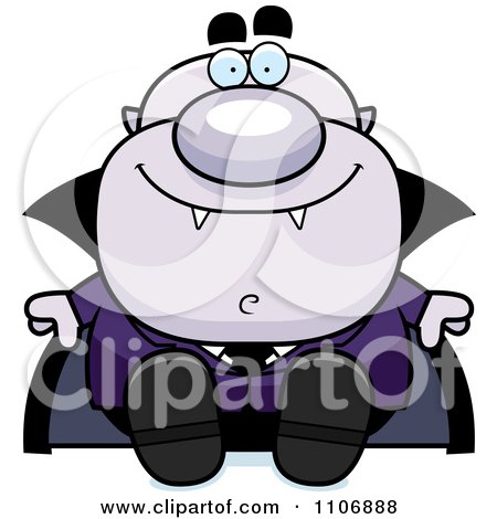Clipart Sitting Pudgy Purple Vampire - Royalty Free Vector Illustration by Cory Thoman