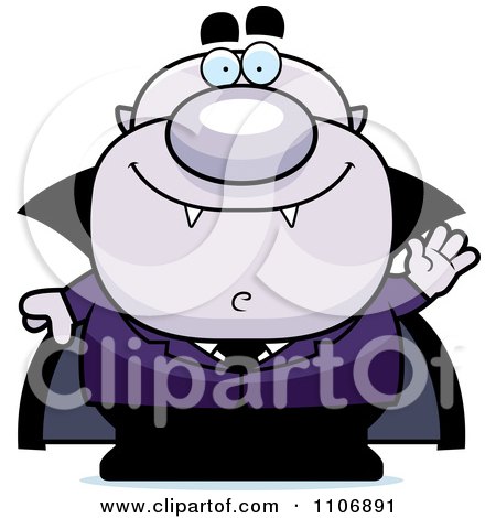 Clipart Waving Pudgy Purple Vampire - Royalty Free Vector Illustration by Cory Thoman