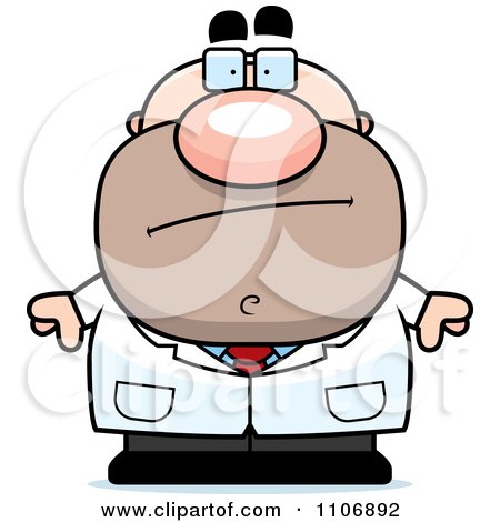 Clipart Skeptical Pudgy Male Scientist - Royalty Free Vector Illustration by Cory Thoman