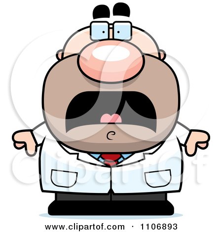 Clipart Scared Pudgy Male Scientist - Royalty Free Vector Illustration by Cory Thoman