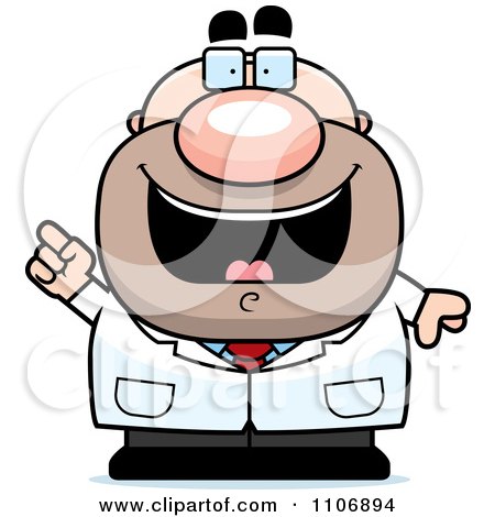 Clipart Pudgy Male Scientist With An Idea - Royalty Free Vector Illustration by Cory Thoman
