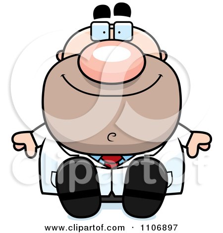 Clipart Sitting Pudgy Male Scientist - Royalty Free Vector Illustration by Cory Thoman