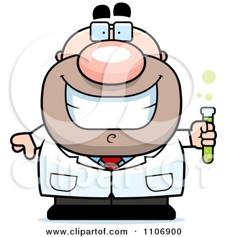 Clipart Pudgy Male Scientist Holding A Test Tube - Royalty Free Vector Illustration by Cory Thoman
