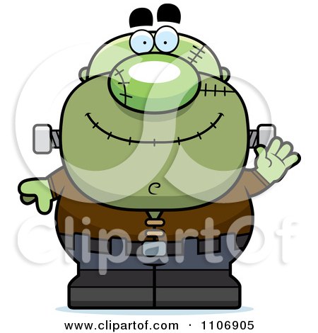Clipart Waving Pudgy Frankenstein - Royalty Free Vector Illustration by Cory Thoman