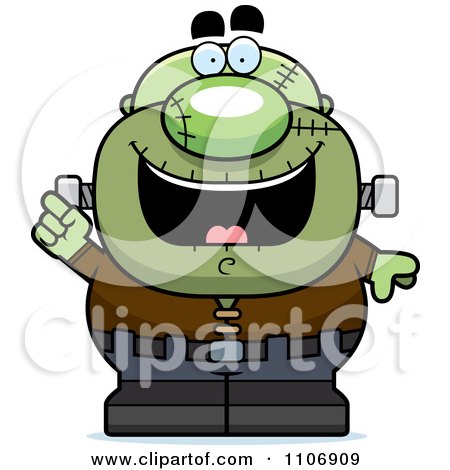Clipart Pudgy Frankenstein With An Idea - Royalty Free Vector Illustration by Cory Thoman