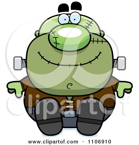 Clipart Sitting Pudgy Frankenstein - Royalty Free Vector Illustration by Cory Thoman