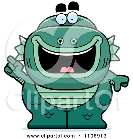 Clipart Fish Man Monster With An Idea - Royalty Free Vector Illustration by Cory Thoman
