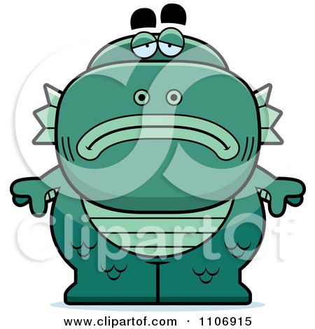Clipart Depressed Fish Man Monster - Royalty Free Vector Illustration by Cory Thoman