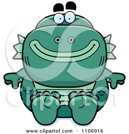 Clipart Sitting Fish Man Monster - Royalty Free Vector Illustration by Cory Thoman
