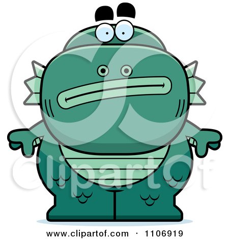 Clipart Nervous Fish Man Monster - Royalty Free Vector Illustration by Cory Thoman