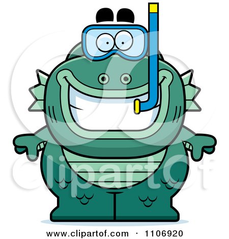 Clipart Fish Man Monster With Snorkel Gear - Royalty Free Vector Illustration by Cory Thoman
