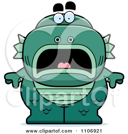 Clipart Scared Fish Man Monster - Royalty Free Vector Illustration by Cory Thoman