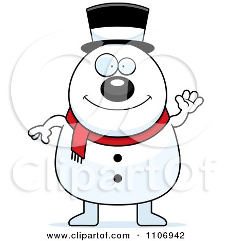 Clipart Waving Pudgy Snowman - Royalty Free Vector Illustration by Cory Thoman