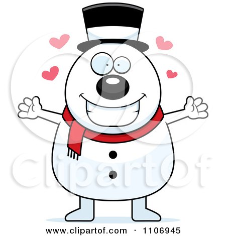 Clipart Pudgy Amorous Snowman - Royalty Free Vector Illustration by Cory Thoman