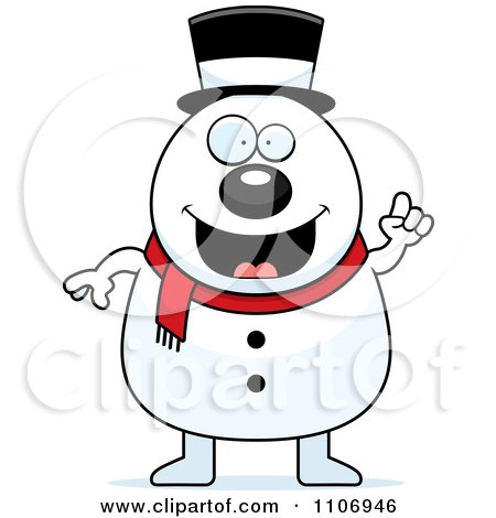 Clipart Pudgy Snowman With An Idea - Royalty Free Vector Illustration by Cory Thoman
