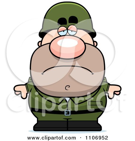 Clipart Depressed Male Army Soldier - Royalty Free Vector Illustration by Cory Thoman