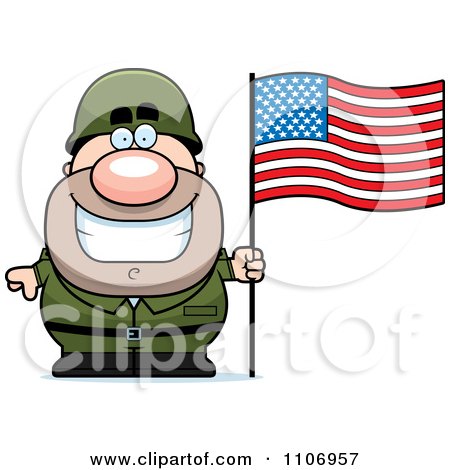 Clipart Male Army Soldier With An American Flag - Royalty Free Vector Illustration by Cory Thoman