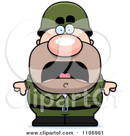 Clipart Scared Male Army Soldier - Royalty Free Vector Illustration by Cory Thoman