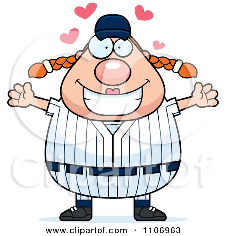 Clipart Amorous Female Baseball Player - Royalty Free Vector Illustration by Cory Thoman