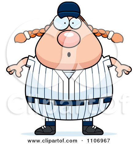 Clipart Surprised Female Baseball Player - Royalty Free Vector Illustration by Cory Thoman