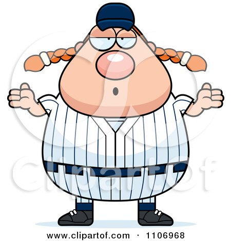 Clipart Careless Shrugging Female Baseball Player - Royalty Free Vector Illustration by Cory Thoman